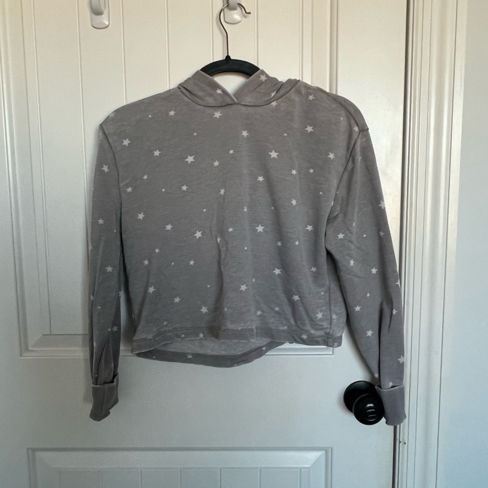 Gray with white stars, cropped hoodie